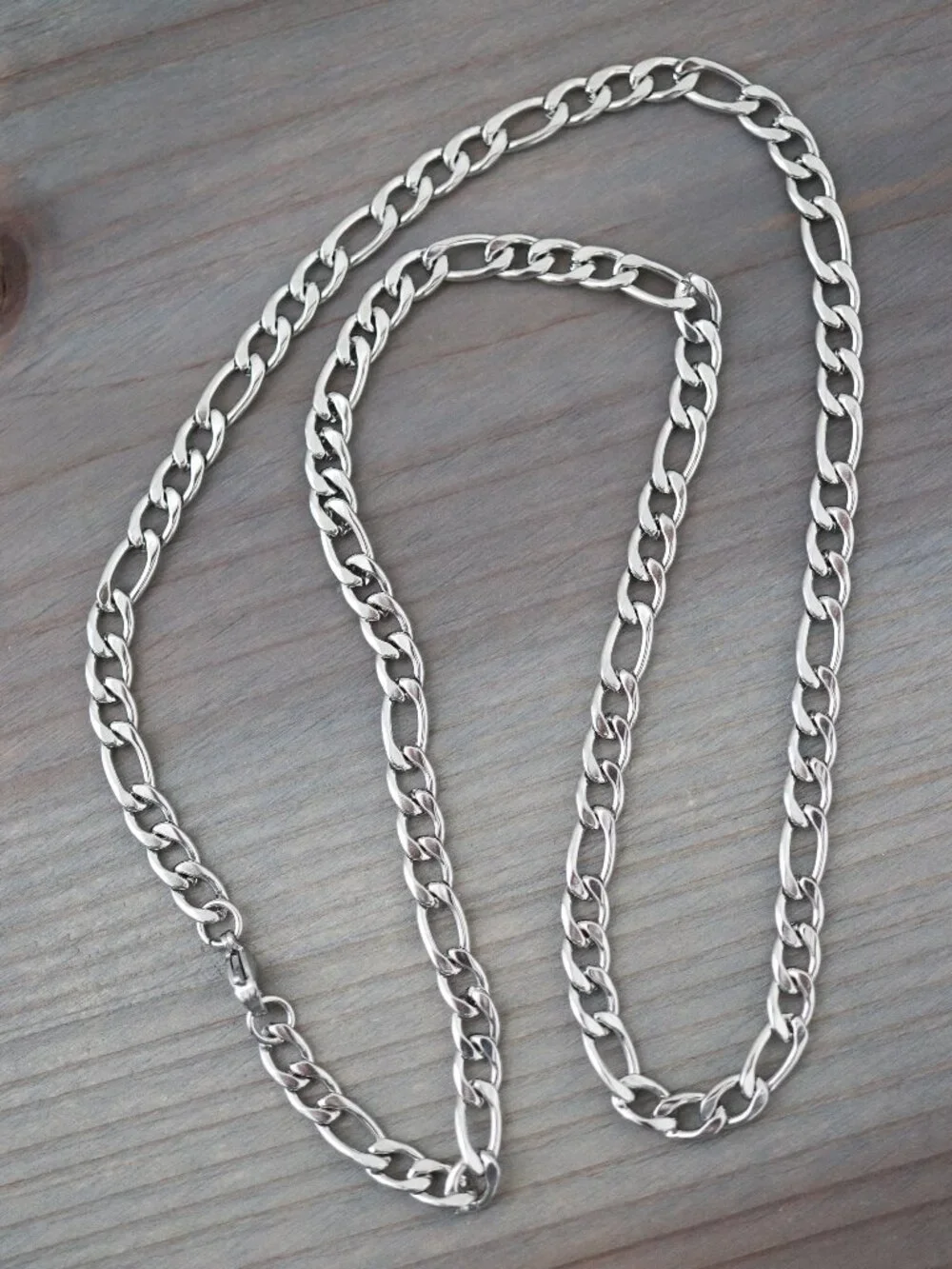 6mm Figaro Chain Necklace Silver Stainless Steel